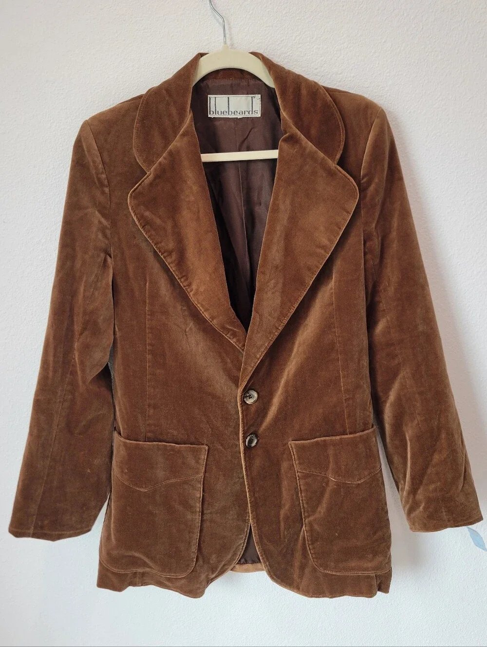 Vintage‎ Bluebeards Brown Velvet Blazer Men’s S Retro 70s Disco Jacket